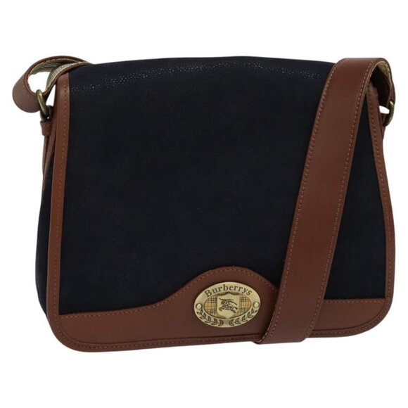 Burberrys Shoulder Bag Suede Leather Navy Auth BA2419 - Picture 1 of 16